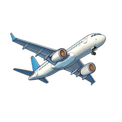 Obraz premium Detailed jet airplane flying in sky, showcasing its sleek design and powerful engines