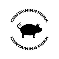 Flat Containing Pork Label with Pig Illustration