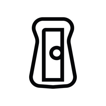 Pencil sharpener icon, simple flat sketch. Office stationary