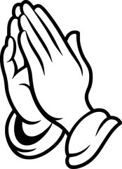 Fototapeta premium Praying hands symbol black and white gesture devotion