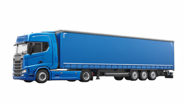 Powerful blue semi truck ready for logistics and global delivery in modern transport business
