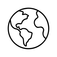 Obraz premium Outline of Earth globe in simple black line art design 