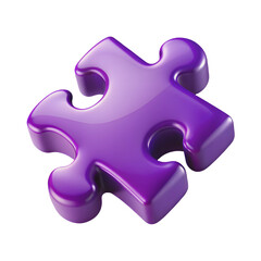 3D Purple Puzzle Piece Isolated on White Background PNG