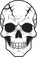 Emblem of Mortality: A monochromatic emblem presents a detailed skull, rendered with stark contrasts, that highlights the intricate structure and symbolic depth.