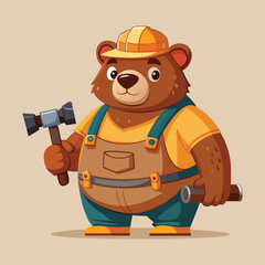 
Hammer-Wielding Bear in Human Pose