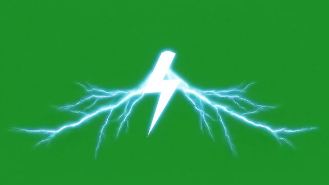 Electric lightning bolt illustration on a vibrant green background, symbolizing energy and power