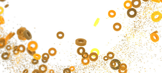 Abstract background with golden rings and glitter. Perfect for celebration, luxury, or product promotion.