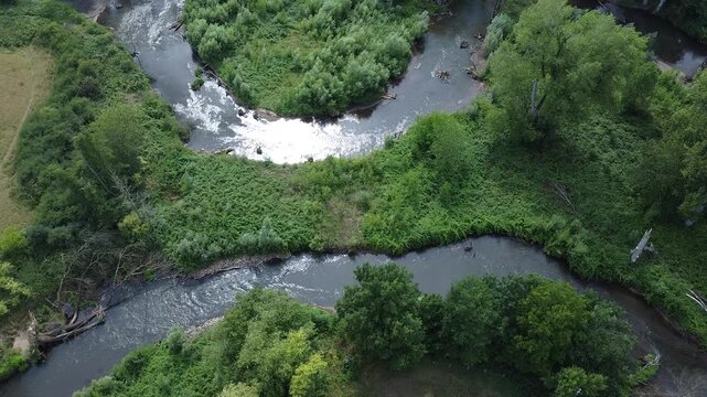 renaturierte Erft bei Neuss, Nordrhein-Westfalen, Deutschland