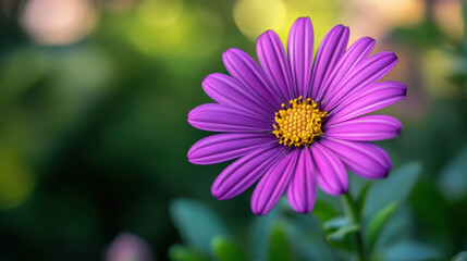 Fototapeta premium purple flower in sharp focus against serene blurred background