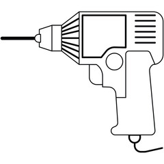 Drill Vector Outline Icon Isolated On White Background 
