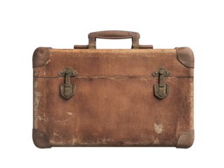 Antique leather suitcase with aged details.