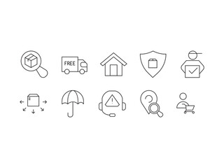 Delivery icon set. editable stroke. Vector illustration