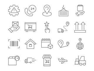 Delivery icon set. editable stroke. Vector illustration