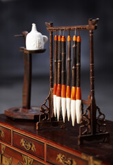 Old brushes and lantern lights.
