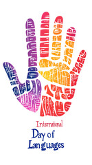 International day of languages celebration hand print art design