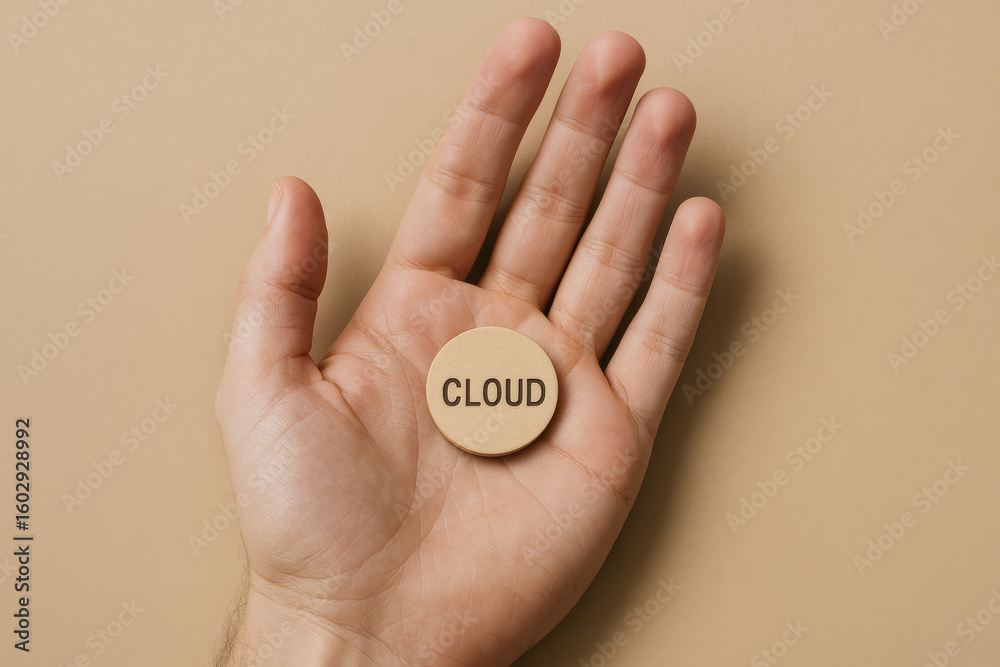 Poster cloud storage with remote data access evokes modern technology network and internet connection
