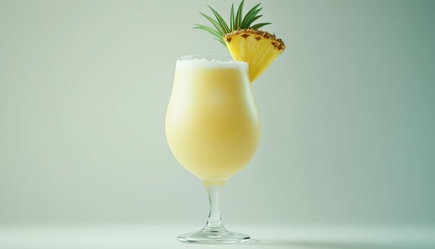 Tropical Vibes: Retro Poster Featuring Pina Colada Cocktail Glass, Rum, And Pineapple Slice For Beach Bar Menu And Summer Parties.