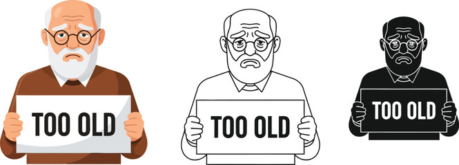 Too old discrimination concept vector illustration showing ageism and prejudice issues