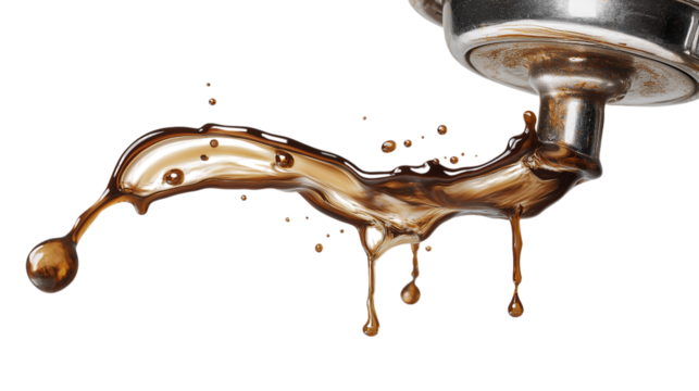 Espresso Extraction Flowing from Portafilter Spout