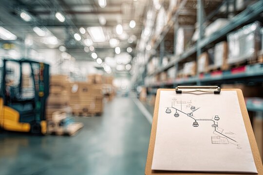 Warehouse layout plan on clipboard (1)