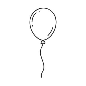 Black and white illustration of a simple balloon drawing &ndash; stock vector icon in line style