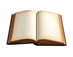 opened old book isolated on white background