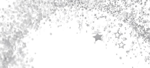 Fototapeta premium Sparkling silver stars falling on white. Great for festive designs.
