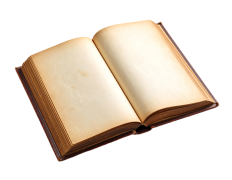 opened old book isolated on white background