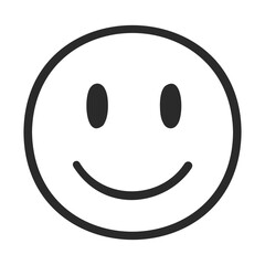 Obraz premium Simple black and white smiley face icon with a happy expression – stock vector icon in line style
