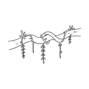 Minimalist vine on branch illustration with stylized leaves &ndash; stock vector icon in line style