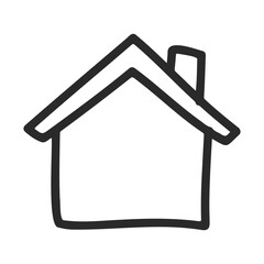 Obraz premium Simple black and white house icon with chimney – stock vector icon in line style