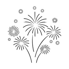 Black silhouette fireworks display vector on white background – stock vector icon in line style