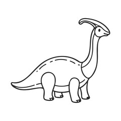Fototapeta premium Simple line art of parasaurolophus dinosaur with distinctive head crest – stock vector icon in line style