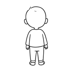 Obraz premium Outline drawing of child facing away in pajamas – stock vector icon in line style