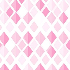 Fototapeta premium Pink Rhombus Pattern on White, Abstract Seamless Background, Geometric Design, Pastel Colors
