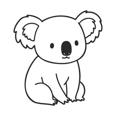 Obraz premium Cute cartoon koala sitting with minimalist line art design – stock vector icon in line style