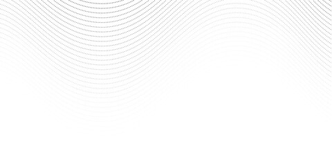 Flowing dots halftone black gradient curve shape isolated on white background. Simple modern vector wave good