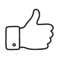 Obraz premium Black and white thumbs up hand icon – stock vector icon in line style