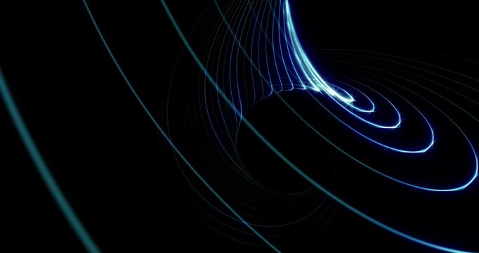 Blue fractals lines moving in the space. Loop