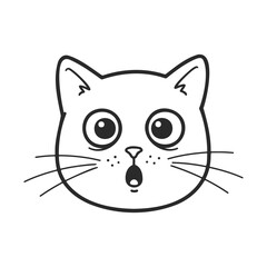 Surprised cat face with whiskers and big eyes &ndash; stock vector icon in line style