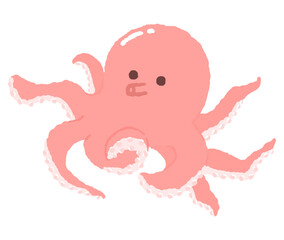 Pastel colored cute octopus illustration