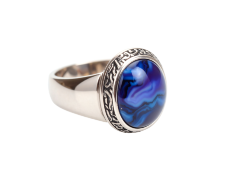Agate gemstone ring on white background