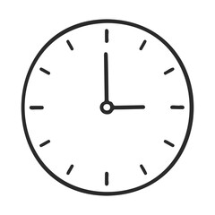 Minimalist analog clock showing three o'clock &ndash; stock vector icon in line style