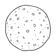 Hand-drawn black and white cookie doodle with speckles and dots – stock vector icon in line style