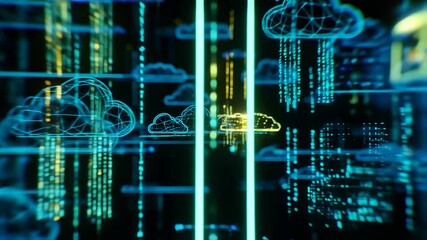 Cloud computing data stream Digital cloud network with technology. - Powered by Adobe