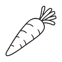 Fototapeta na wymiar Simple black and white carrot drawing with outline style – stock vector icon in line style