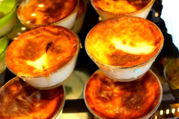 Traditional Turkish Street Sweets and Desserts in Glass Bowls, Istanbul Local Food Market

