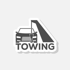Towing car evacuation logo hook chain sticker isolated on gray background