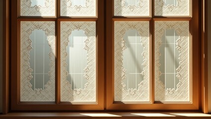Fototapeta premium Ornate window panes with intricate designs.