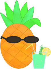 pineapple in sunglasses
